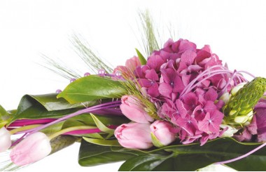 zoom sur un hortensia rose du Bouquet de fleurs Envol