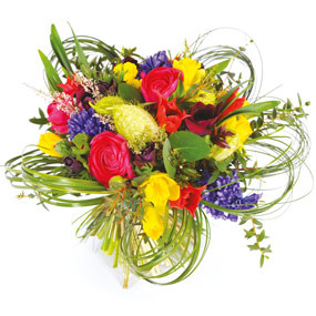 mosaïque : image du bouquet de fleurs rond sourire