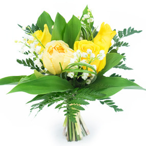 mosaïque : vue sur le Bouquet de Muguet & Roses jaunes