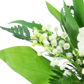 mosaïque : zoom sur les brins de muguet