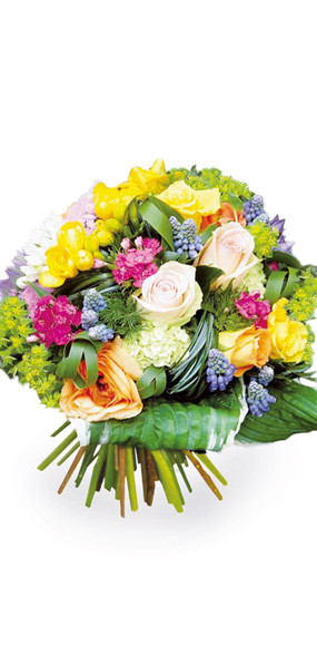 Zoom milieu bouquet de fleurs multicolore Fougue