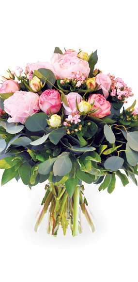 mosaïque : vue sur le Bouquet de pivoines roses Camille