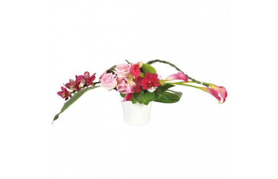 L'Agitateur Floral | image de la composition de fleurs roses et fuschia pureté des sens