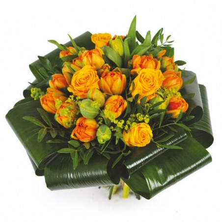L'Agitateur Floral | image du Bouquet rond orange Mandarine