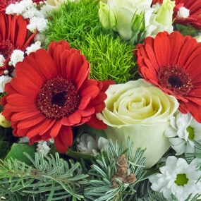 L'Agitateur Floral | mosaïque : vue sur un ensemble de fleurs du Bouquet de fêtes de fin d'année "Pavlova"