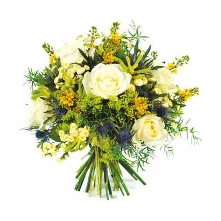 L'Agitateur Floral | Image du bouquet rond de fleurs blanche et jaune
