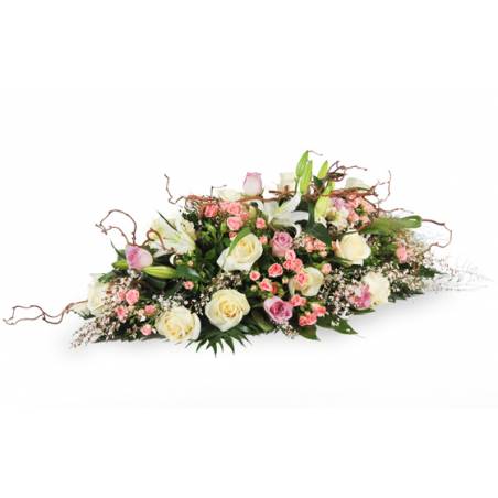 L'Agitateur Floral | image de la composition pour un enterrement dan les tons rose & blanc Equinoxe