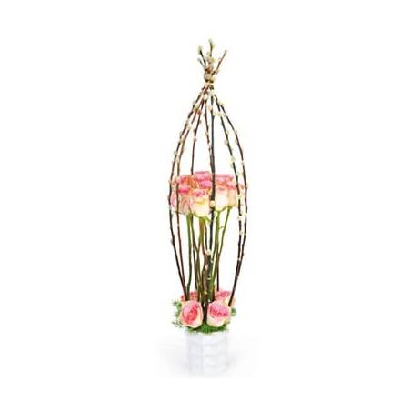 L'Agitateur Floral | image de la composition de roses roses Cage d'Amour