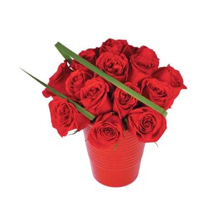 L'Agitateur Floral | image du bouquet de roses rouges en pot Grenade