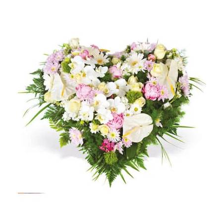 L'Agitateur Floral | Image du coeur de deuil dans les tons blanc et rose