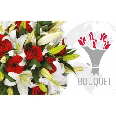 L'Agitateur Floral | image du bouquet à faire livrer à l'international dans les tons rouges & blancs