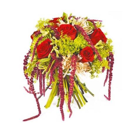 L'Agitateur Floral | image du bouquet de roses rouge et amarante Révélation