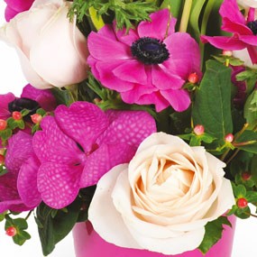 mosaïque : vue sur une rose, orchidée, anémones