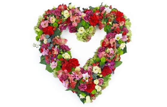 Image du Coeur de deuil de fleurs roses & rouges "Laodicée" | L'Agitateur Floral