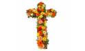 Image de la Grande croix de fleurs rouges, oranges & jaune "Céléos" |  L'Agitateur Floral