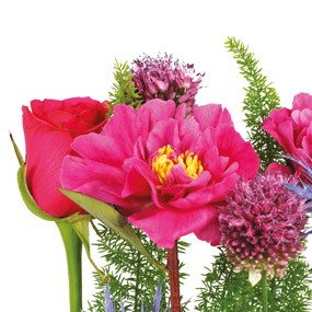 mozaique : vue sur le haut de la création florale