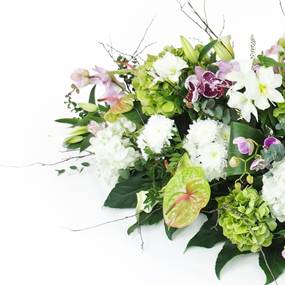 image Dessus de cercueil rose, mauve & blanc "Calliope" | L'Agitateur Floral