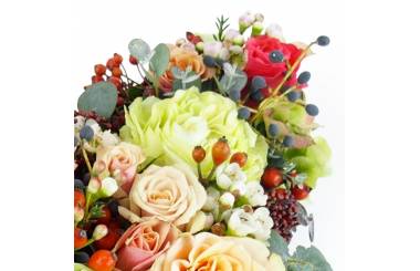 Image zoom composition de fleurs piquées coeur pastel "Casablanca" | L'Agitateur Floral