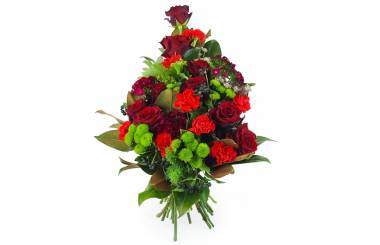 image de la Gerbe de fleurs à la main rouge et blanche "Zeus" | L'Agitateur Floral