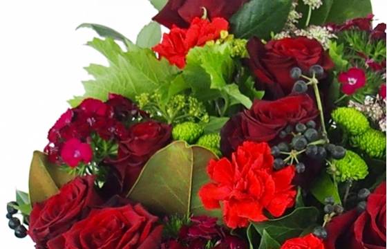 image de la Gerbe de fleurs à la main rouge et blanche "Zeus" | L'Agitateur Floral