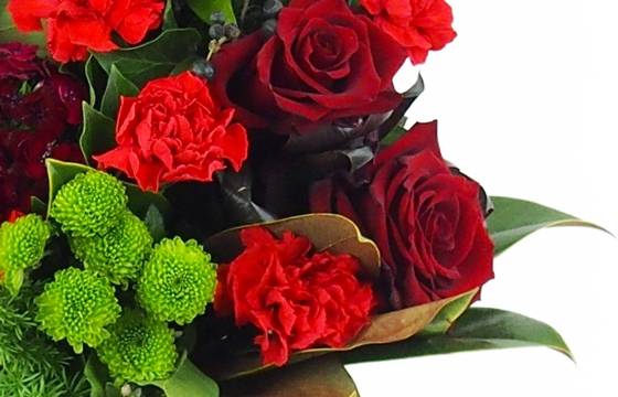 image de la Gerbe de fleurs à la main rouge et blanche "Zeus" | L'Agitateur Floral