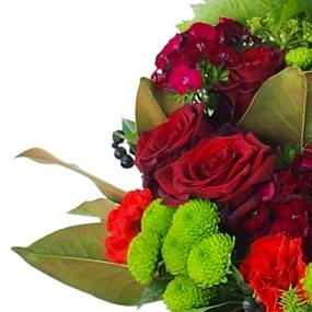 image de la Gerbe de fleurs à la main rouge et blanche "Zeus" | L'Agitateur Floral