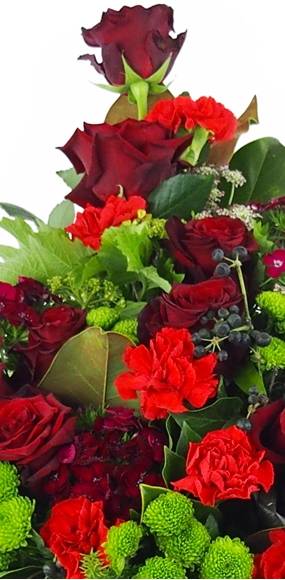 image de la Gerbe de fleurs à la main rouge et blanche "Zeus" | L'Agitateur Floral