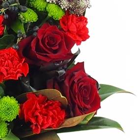 image de la Gerbe de fleurs à la main rouge et blanche "Zeus" | L'Agitateur Floral