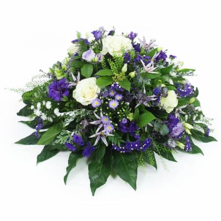 image Fleurs piquées blanches et violettes-bleues "Neptune" | L'Agitateur Floral