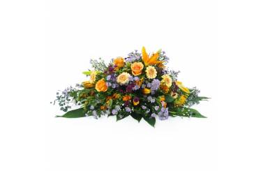image de la Raquette de deuil orange & mauve-violet "Jupiter" | L'Agitateur Floral