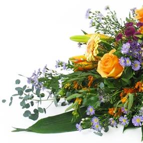 image de la Raquette de deuil orange & mauve-violet "Jupiter" | L'Agitateur Floral