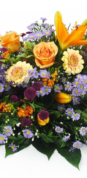 image de la Raquette de deuil orange & mauve-violet "Jupiter" | L'Agitateur Floral