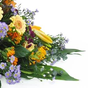 image de la Raquette de deuil orange & mauve-violet "Jupiter" | L'Agitateur Floral