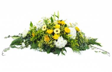 Image de la Raquette de deuil jaune & blanche "Pluton" | L'Agitateur Floral