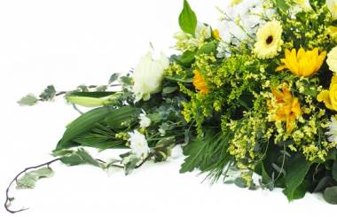 Image de la Raquette de deuil jaune & blanche "Pluton" | L'Agitateur Floral