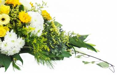 Image de la Raquette de deuil jaune & blanche "Pluton" | L'Agitateur Floral