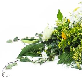 Image de la Raquette de deuil jaune & blanche "Pluton" | L'Agitateur Floral