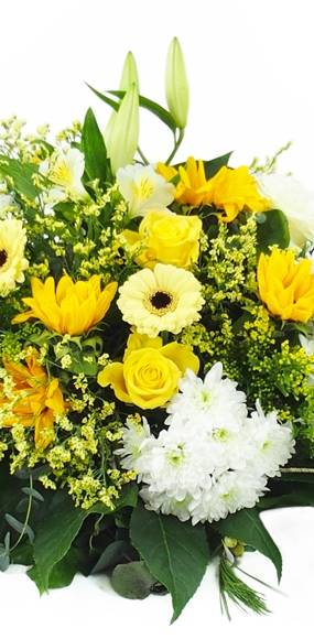 Image de la Raquette de deuil jaune & blanche "Pluton" | L'Agitateur Floral