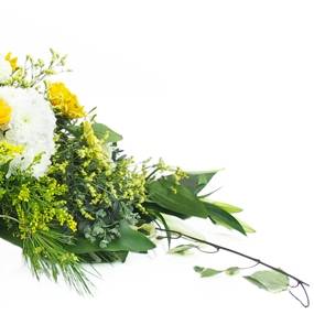 Image de la Raquette de deuil jaune & blanche "Pluton" | L'Agitateur Floral