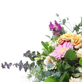 Image du Panier de fleurs champêtre roses et saumons "Artémis" | L'Agitateur Floral