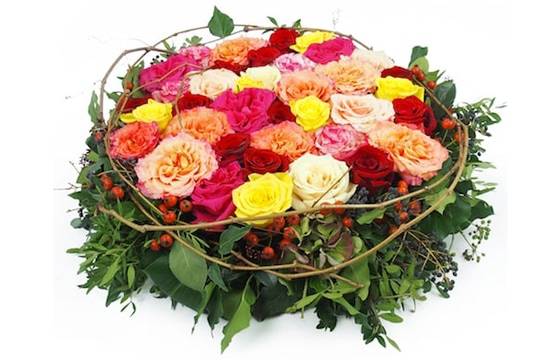 Image du Coussin de deuil de fleurs colorées "Aristote" | L'Agitateur Floral