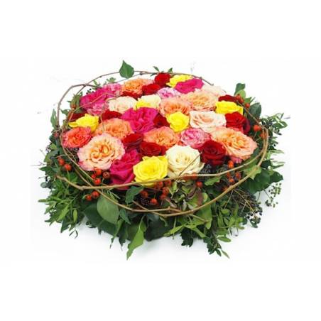 Image du Coussin de deuil de fleurs colorées "Aristote" | L'Agitateur Floral