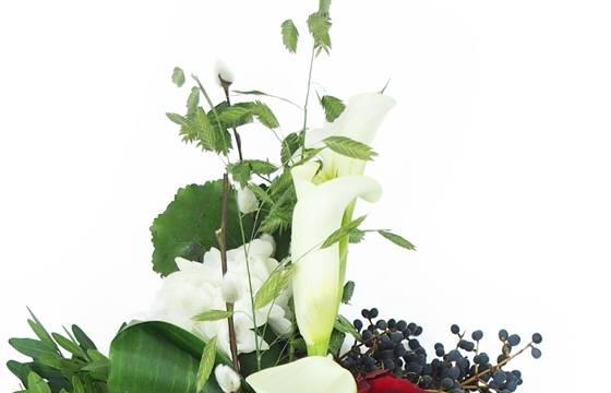 image de la Petite croix de deuil blanche & rouge "Hercule" | L'Agitateur Floral