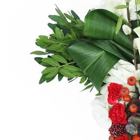 image de la Petite croix de deuil blanche & rouge "Hercule" | L'Agitateur Floral