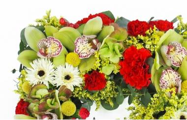 Image du Carré de fleurs piquées rouge & vert "Éole" | L'Agitateur Floral