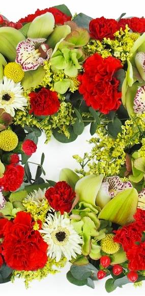 Image du Carré de fleurs piquées rouge & vert "Éole" | L'Agitateur Floral