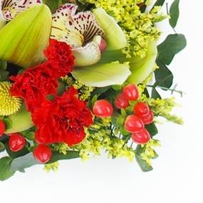 Image du Carré de fleurs piquées rouge & vert "Éole" | L'Agitateur Floral