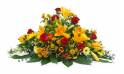 image de la Raquette de deuil orange & rouge "Hélios" | L'Agitateur Floral