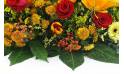 image de la Raquette de deuil orange & rouge "Hélios" | L'Agitateur Floral