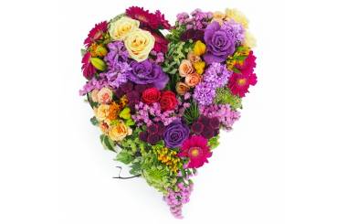 image du Cœur de fleurs fuchsia, orange & mauve "Périclès" | L'Agitateur Floral